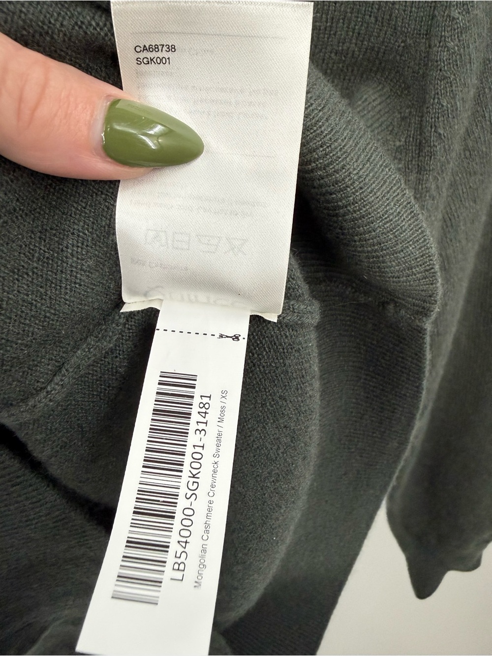 Quince 100% Mongolian Cashmere Crewneck Sweater Moss Green Size XS - Picture 8 of 8